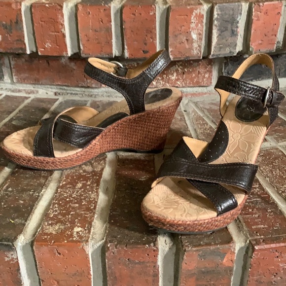 b.o.c. Shoes - B.o.c. Leather straps sling back wedge sandals 9